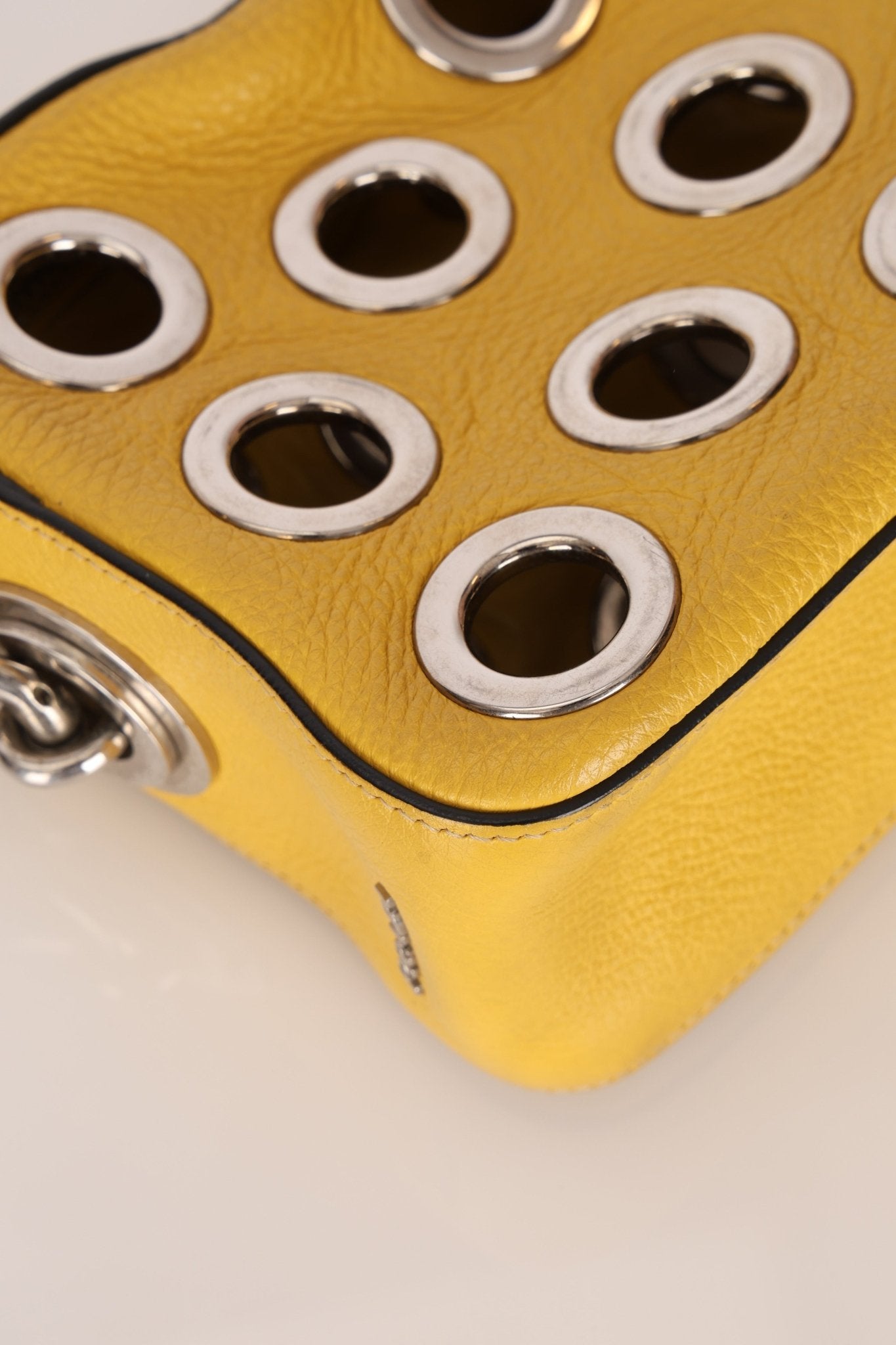 Prada Vitello Lemon Daino Grommet Chain Bag - FashioNica