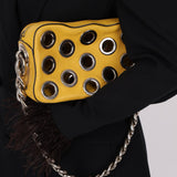 Prada Vitello Lemon Daino Grommet Chain Bag - FashioNica