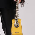 Prada Vitello Lemon Daino Grommet Chain Bag - FashioNica
