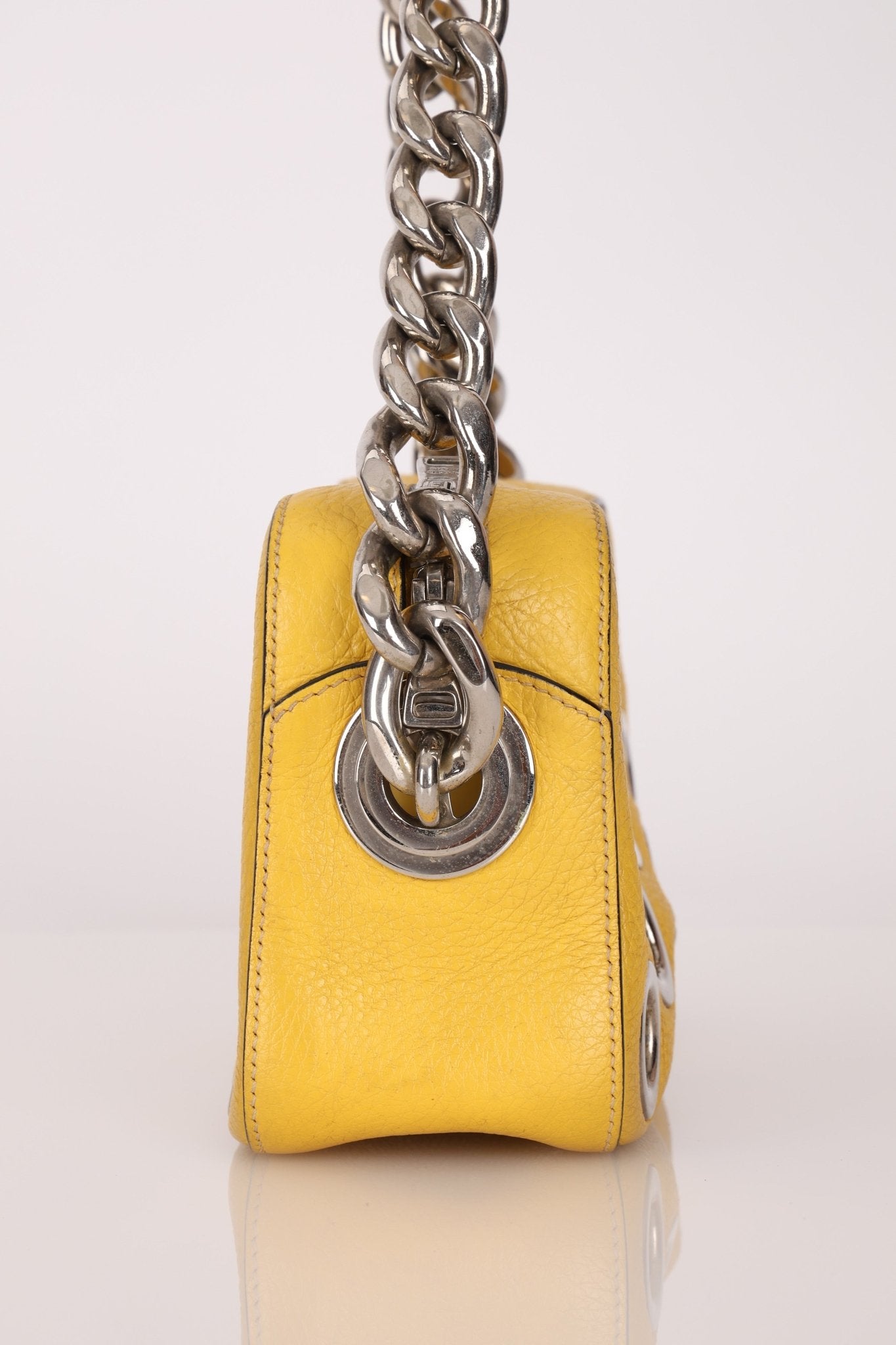 Prada Vitello Lemon Daino Grommet Chain Bag - FashioNica