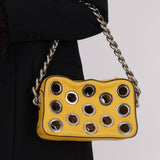 Prada Vitello Lemon Daino Grommet Chain Bag - FashioNica