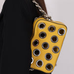 Prada Vitello Lemon Daino Grommet Chain Bag - FashioNica