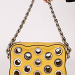 Prada Vitello Lemon Daino Grommet Chain Bag - FashioNica