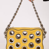 Prada Vitello Lemon Daino Grommet Chain Bag - FashioNica