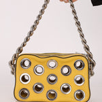 Prada Vitello Lemon Daino Grommet Chain Bag - FashioNica