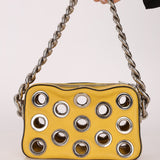 Prada Vitello Lemon Daino Grommet Chain Bag - FashioNica