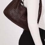Rare Bottega Veneta Chocolate Embossed Small Intrecciato Hobo - FashioNica