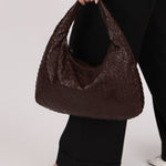 Rare Bottega Veneta Chocolate Embossed Small Intrecciato Hobo - FashioNica