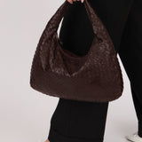 Rare Bottega Veneta Chocolate Embossed Small Intrecciato Hobo - FashioNica