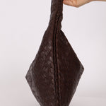 Rare Bottega Veneta Chocolate Embossed Small Intrecciato Hobo - FashioNica