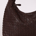 Rare Bottega Veneta Chocolate Embossed Small Intrecciato Hobo - FashioNica