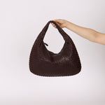 Rare Bottega Veneta Chocolate Embossed Small Intrecciato Hobo - FashioNica