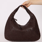 Rare Bottega Veneta Chocolate Embossed Small Intrecciato Hobo - FashioNica