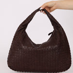 Rare Bottega Veneta Chocolate Embossed Small Intrecciato Hobo - FashioNica