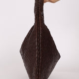 Rare Bottega Veneta Chocolate Embossed Small Intrecciato Hobo - FashioNica