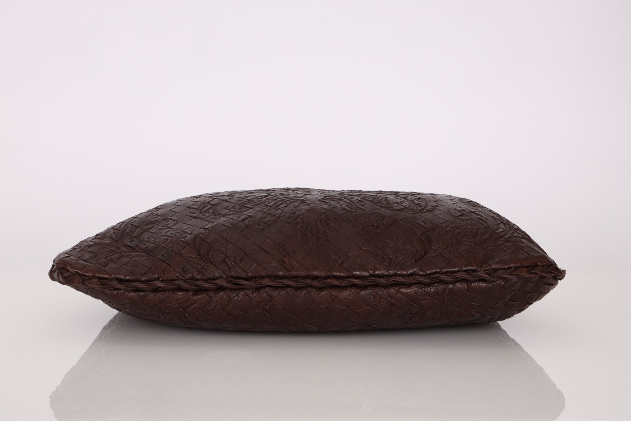 Rare Bottega Veneta Chocolate Embossed Small Intrecciato Hobo - FashioNica
