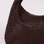 Rare Bottega Veneta Chocolate Embossed Small Intrecciato Hobo - FashioNica