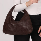Rare Bottega Veneta Chocolate Embossed Small Intrecciato Hobo - FashioNica