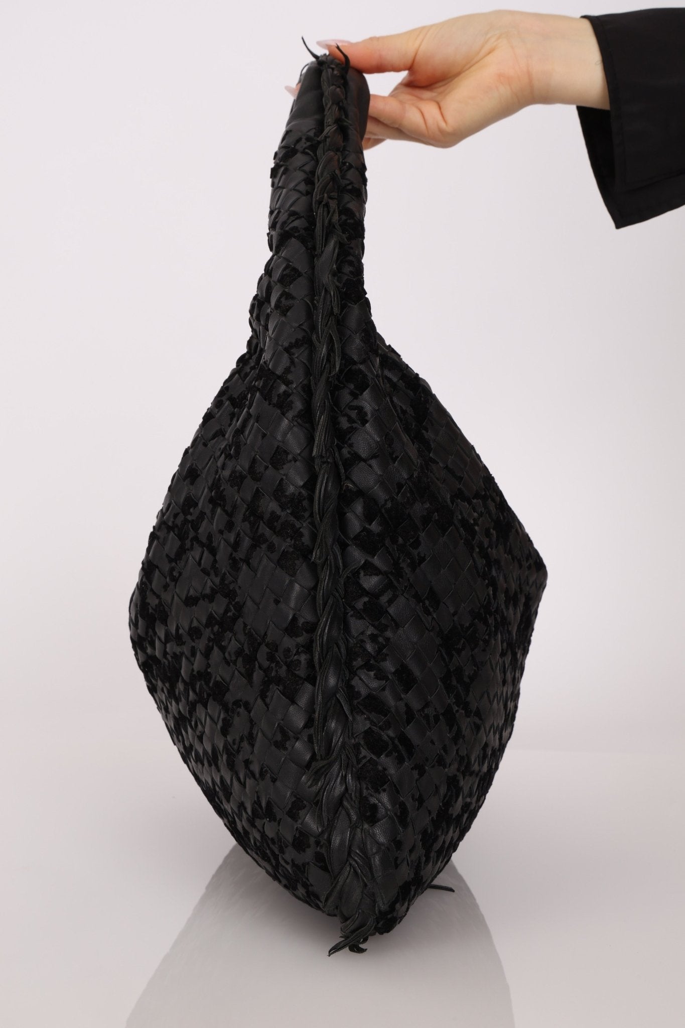 Rare Bottega Veneta Intrecciato Lambskin & Velvet Distressed Medium Hobo - FashioNica