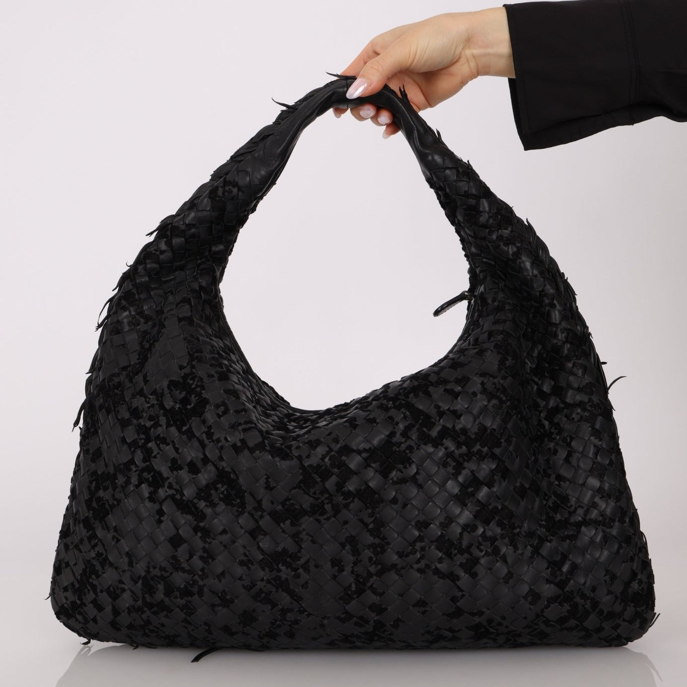 Rare Bottega Veneta Intrecciato Lambskin & Velvet Distressed Medium Hobo - FashioNica