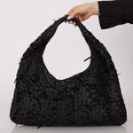 Rare Bottega Veneta Intrecciato Lambskin & Velvet Distressed Medium Hobo - FashioNica
