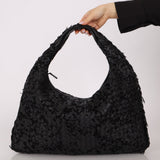 Rare Bottega Veneta Intrecciato Lambskin & Velvet Distressed Medium Hobo - FashioNica