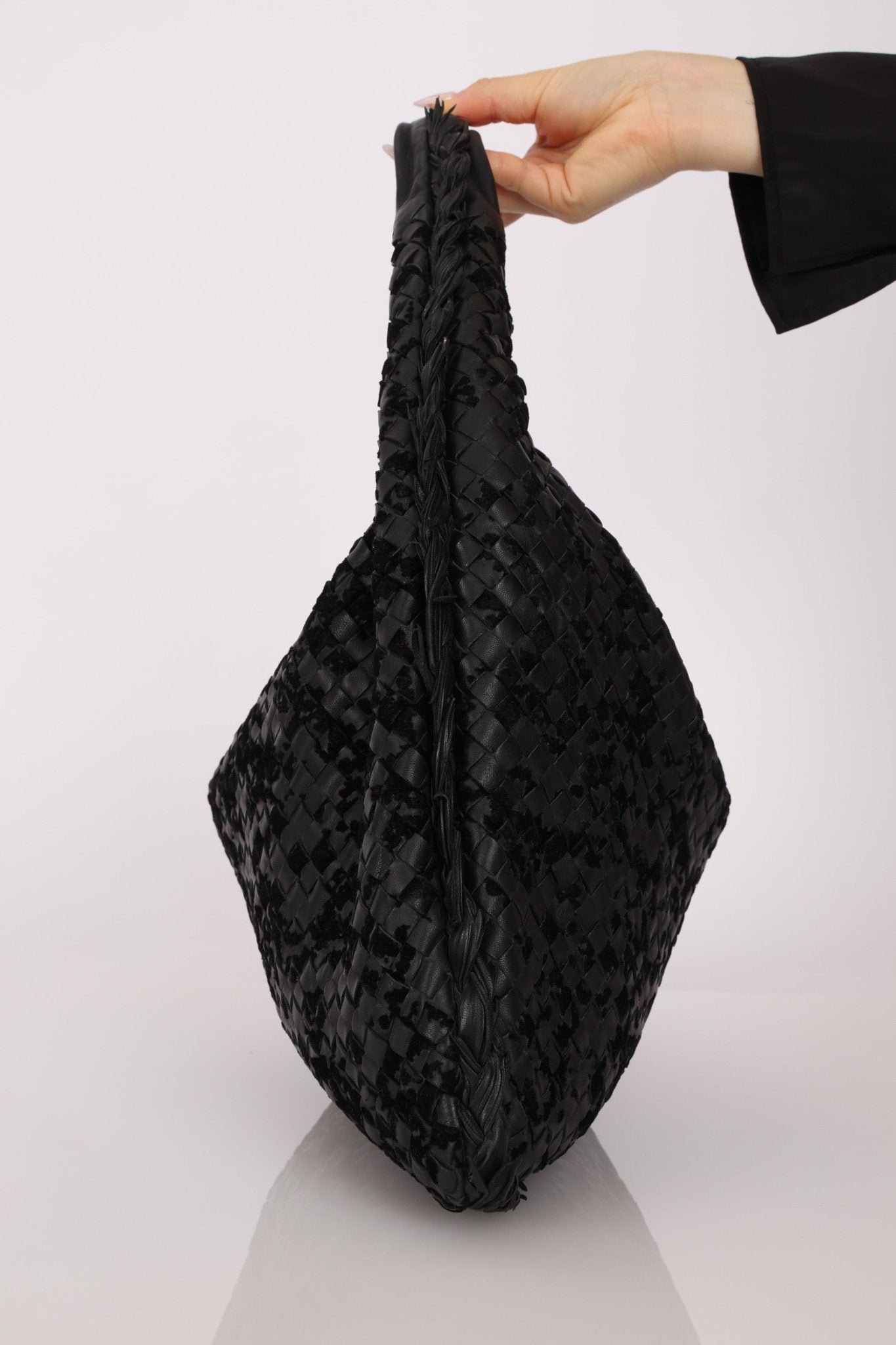 Rare Bottega Veneta Intrecciato Lambskin & Velvet Distressed Medium Hobo - FashioNica