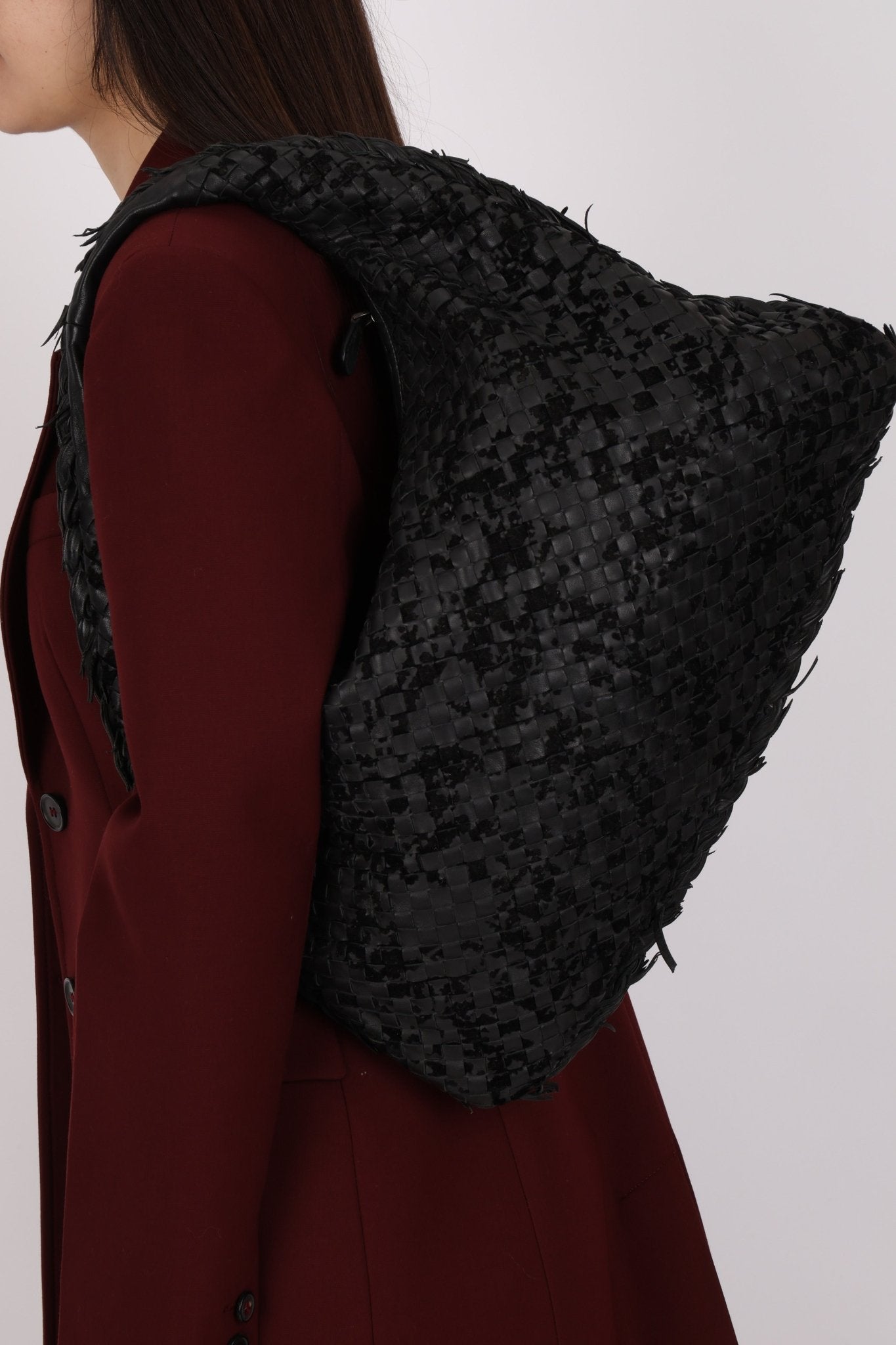 Rare Bottega Veneta Intrecciato Lambskin & Velvet Distressed Medium Hobo - FashioNica