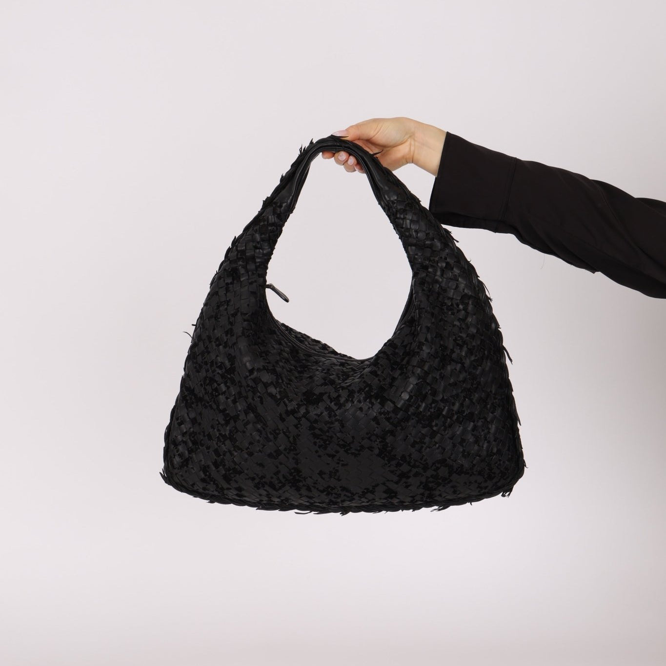 Rare Bottega Veneta Intrecciato Lambskin & Velvet Distressed Medium Hobo - FashioNica