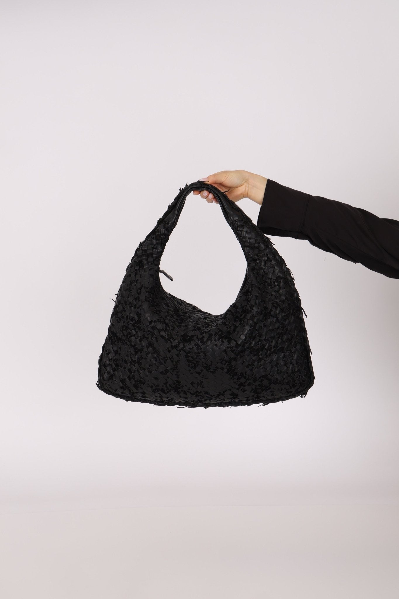 Rare Bottega Veneta Intrecciato Lambskin & Velvet Distressed Medium Hobo - FashioNica