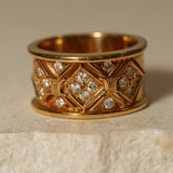 Rare Celine 18K Yellow Gold Diamond Triomphe Ring - FashioNica