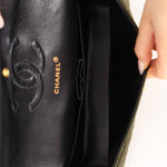 Rare Chanel 1987 Green Wool Medium Classic Flap 24KGP - FashioNica
