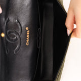 Rare Chanel 1987 Green Wool Medium Classic Flap 24KGP - FashioNica