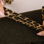 Rare Chanel 1987 Green Wool Medium Classic Flap 24KGP - FashioNica