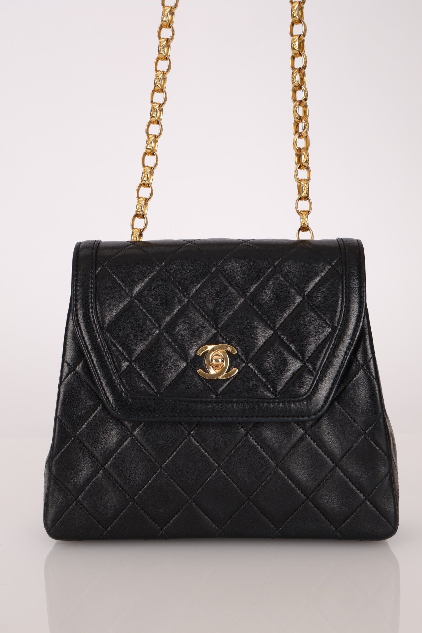 Rare Chanel 1987 Lambskin Bijoux Kelly Flap Bag with Chanel Cardholder 24K GP - FashioNica