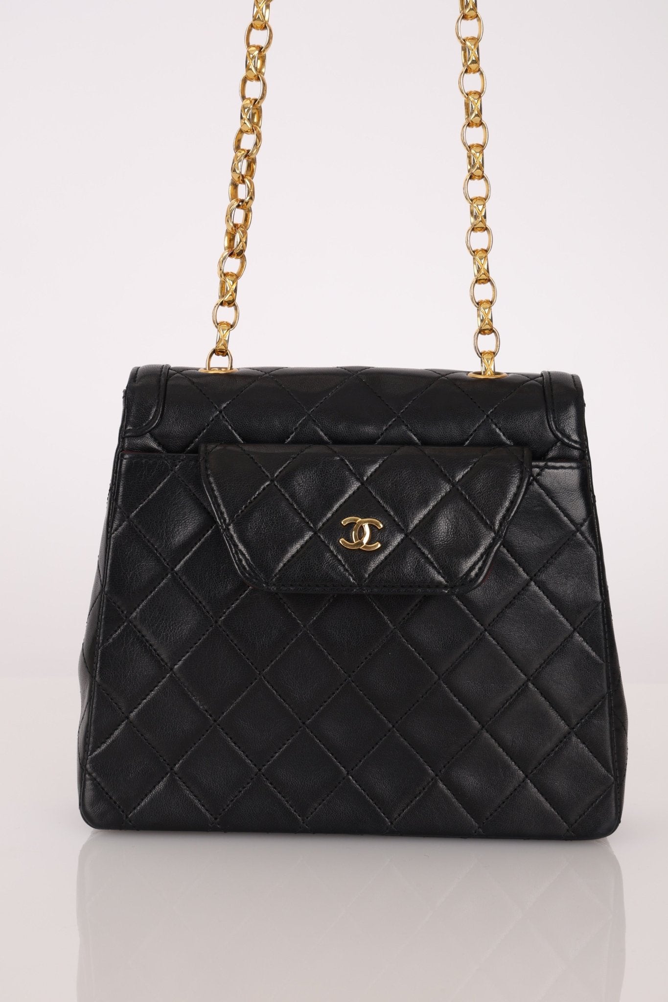 Rare Chanel 1987 Lambskin Bijoux Kelly Flap Bag with Chanel Cardholder 24K GP - FashioNica