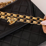 Rare Chanel 1987 Lambskin Bijoux Kelly Flap Bag with Chanel Cardholder 24K GP - FashioNica