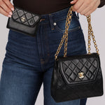Rare Chanel 1987 Lambskin Bijoux Kelly Flap Bag with Chanel Cardholder 24K GP - FashioNica