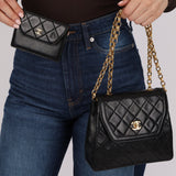 Rare Chanel 1987 Lambskin Bijoux Kelly Flap Bag with Chanel Cardholder 24K GP - FashioNica