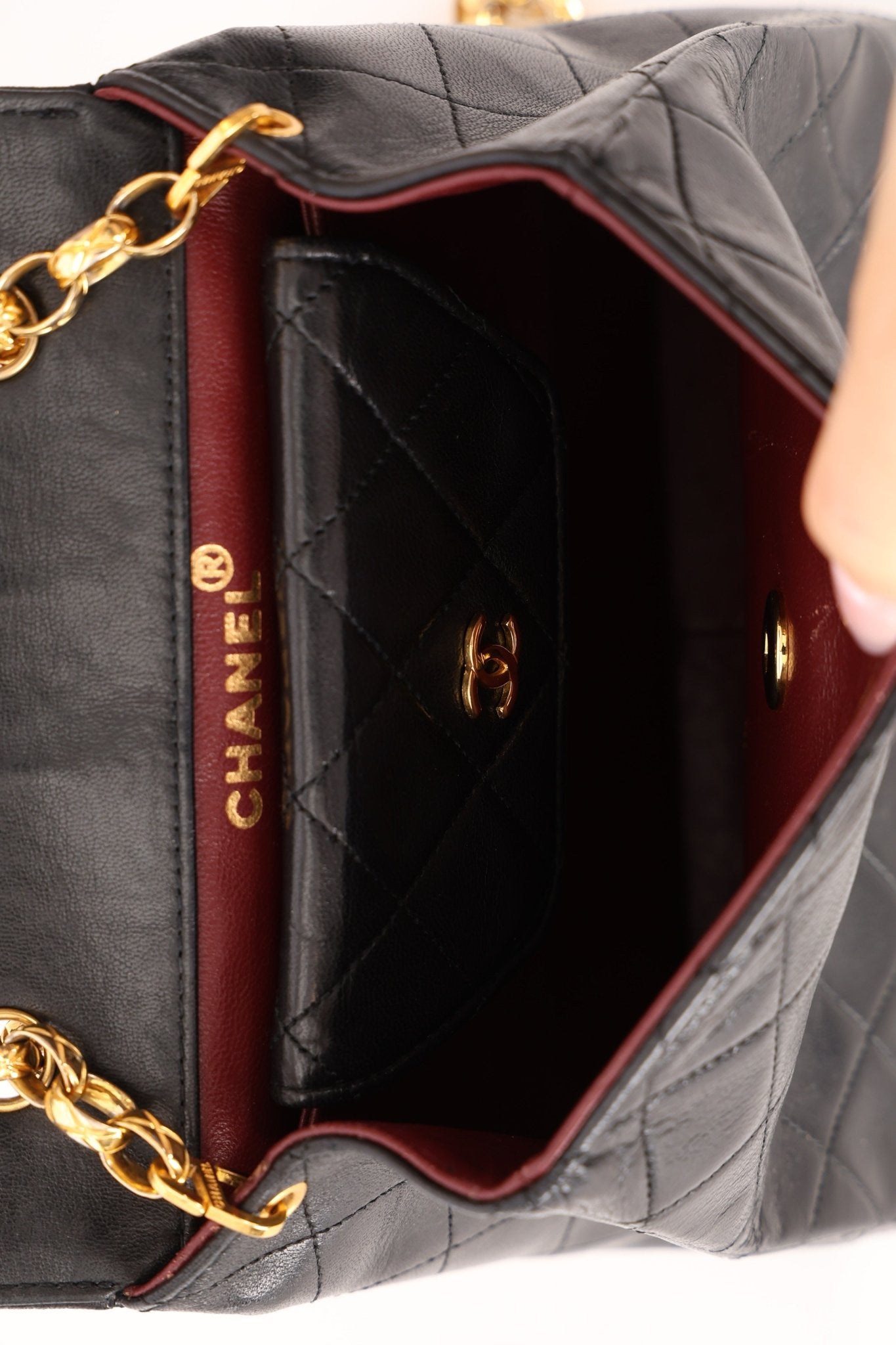 Rare Chanel 1987 Lambskin Bijoux Kelly Flap Bag with Chanel Cardholder 24K GP - FashioNica