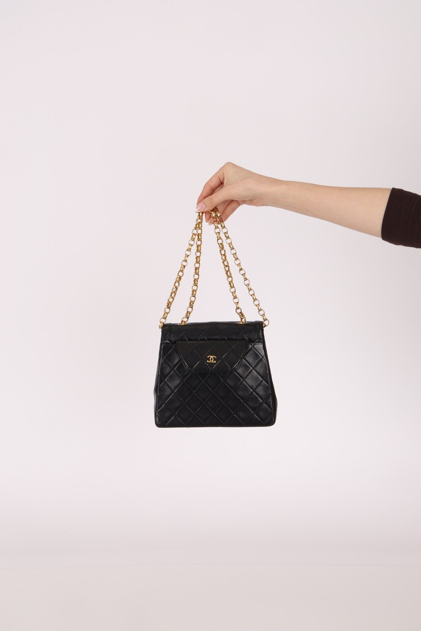 Rare Chanel 1987 Lambskin Bijoux Kelly Flap Bag with Chanel Cardholder 24K GP - FashioNica