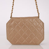 Rare Chanel 1989 Beige Lambskin Octagon Mini Flap - FashioNica