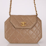 Rare Chanel 1989 Beige Lambskin Octagon Mini Flap - FashioNica