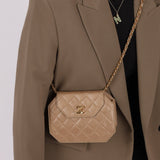 Rare Chanel 1989 Beige Lambskin Octagon Mini Flap - FashioNica