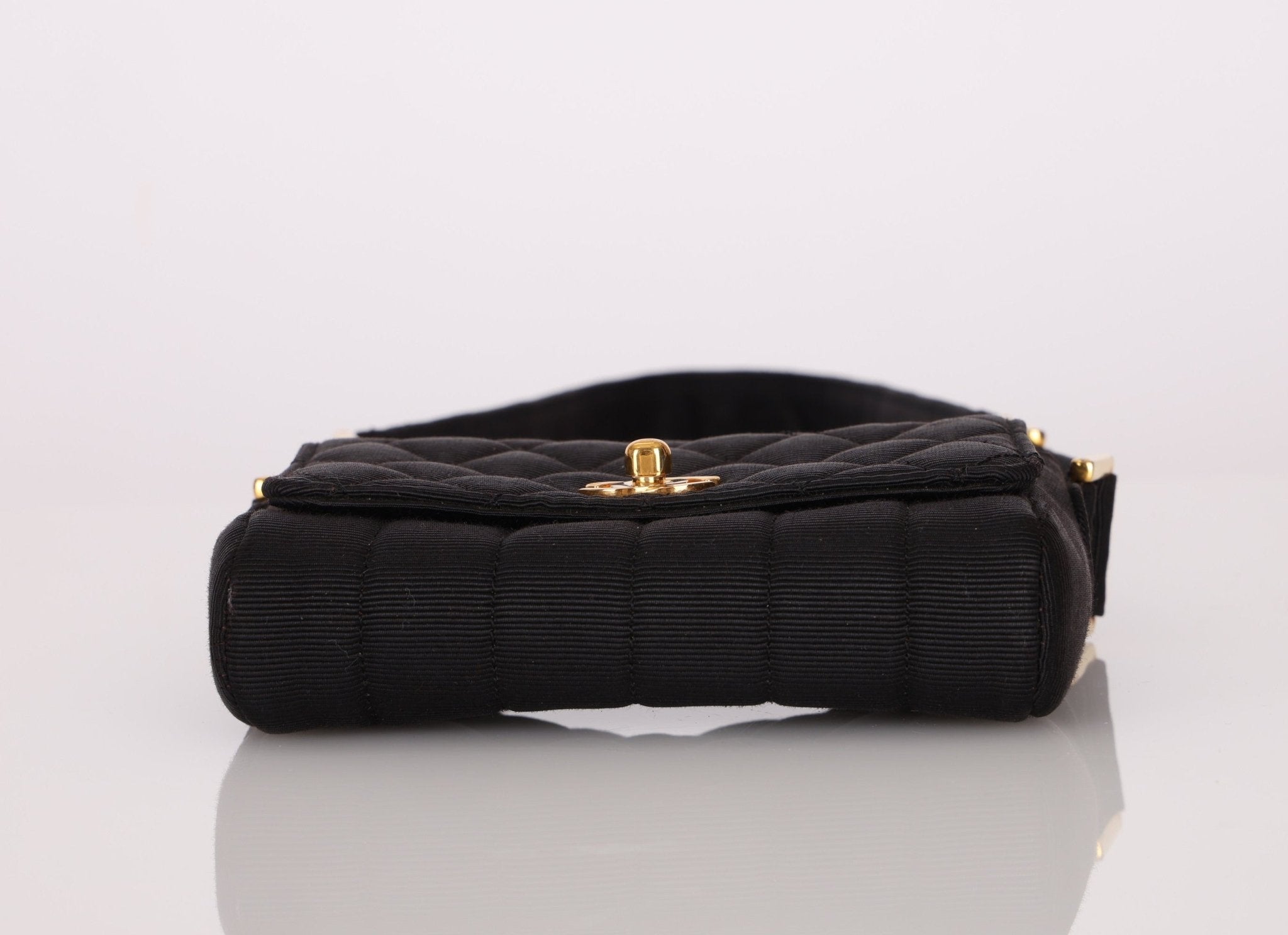 Rare Chanel 1989 Black Grosgrain Quilted Turnlock Mini Flap Bag - FashioNica