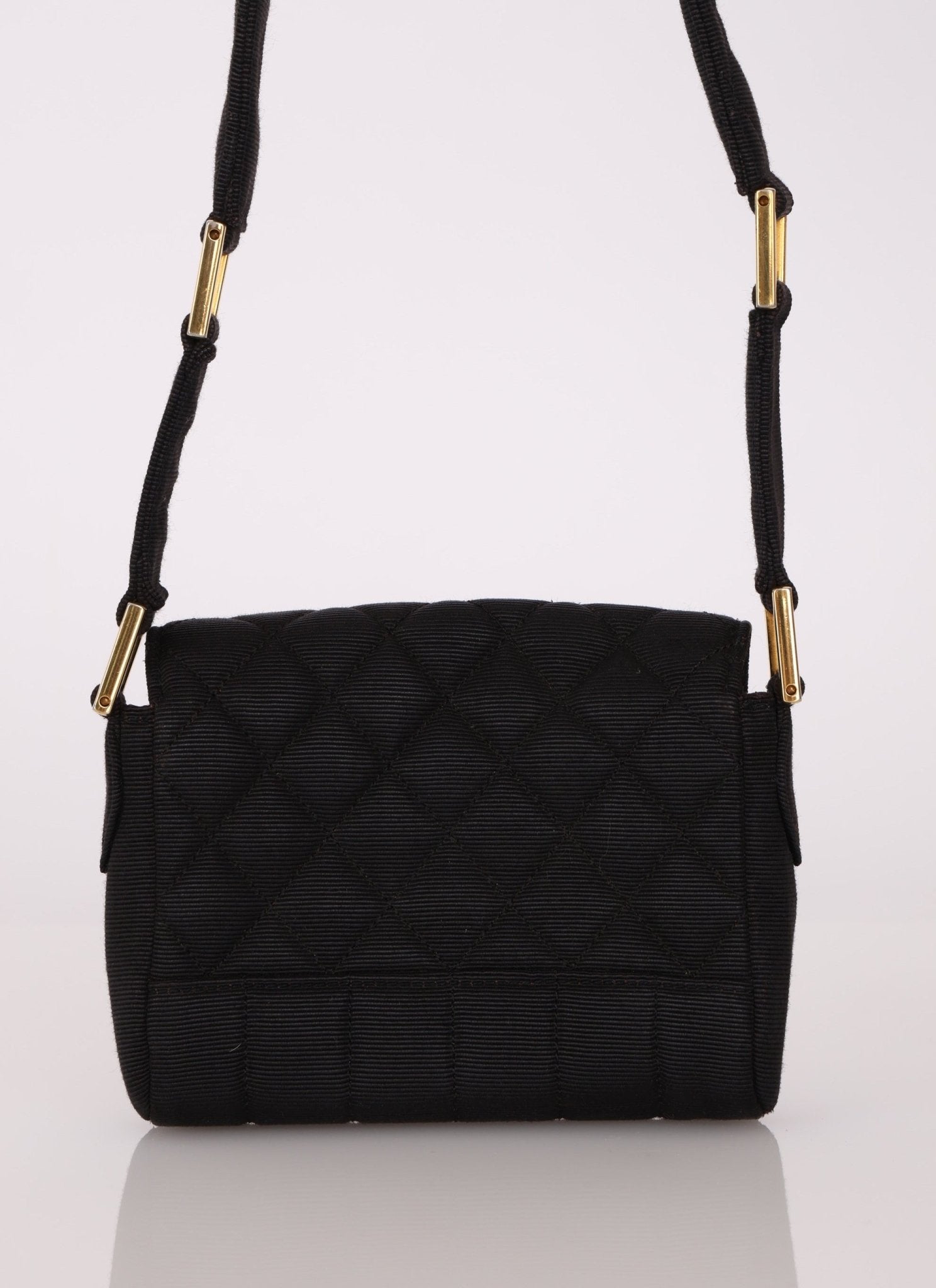 Rare Chanel 1989 Black Grosgrain Quilted Turnlock Mini Flap Bag - FashioNica