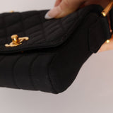 Rare Chanel 1989 Black Grosgrain Quilted Turnlock Mini Flap Bag - FashioNica