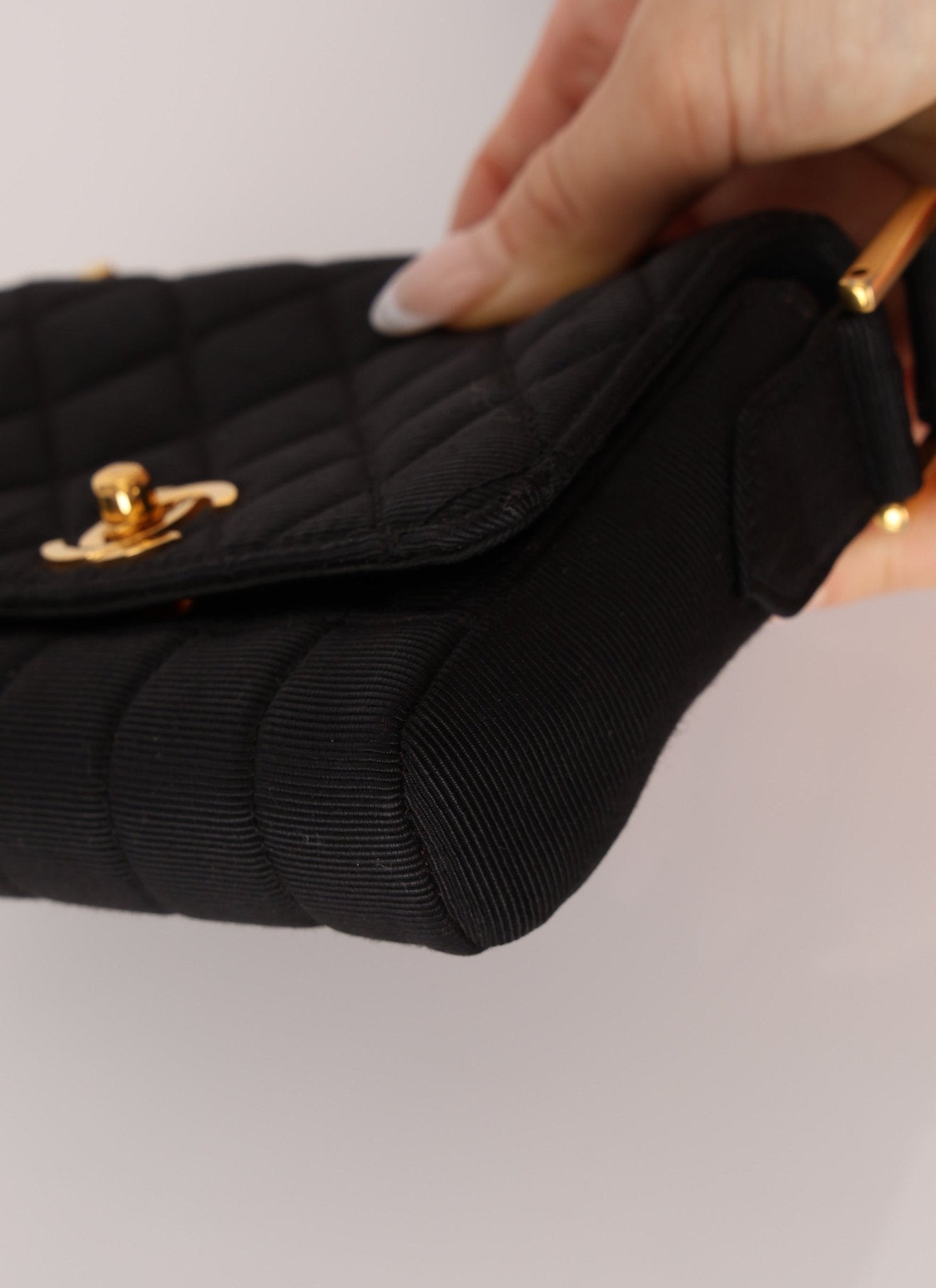 Rare Chanel 1989 Black Grosgrain Quilted Turnlock Mini Flap Bag - FashioNica