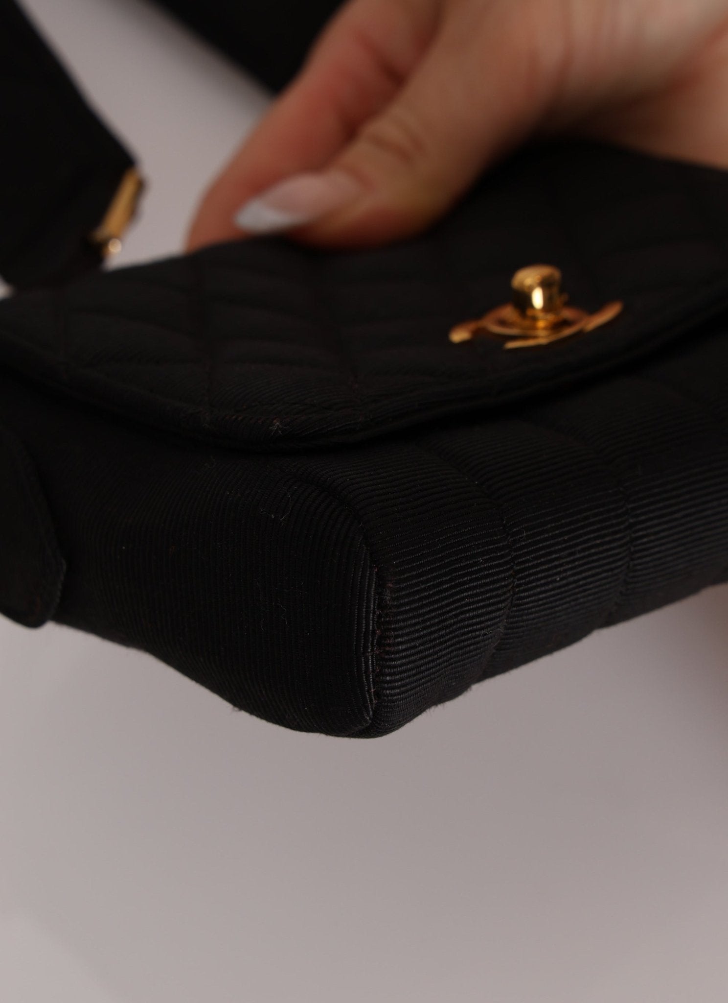 Rare Chanel 1989 Black Grosgrain Quilted Turnlock Mini Flap Bag - FashioNica