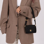 Rare Chanel 1989 Black Grosgrain Quilted Turnlock Mini Flap Bag - FashioNica